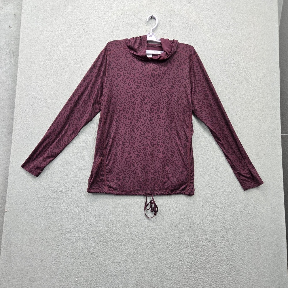 Mountain Hardwear Women Hoodie XL Purple Animal Print Activewear Drawstring Cowl
